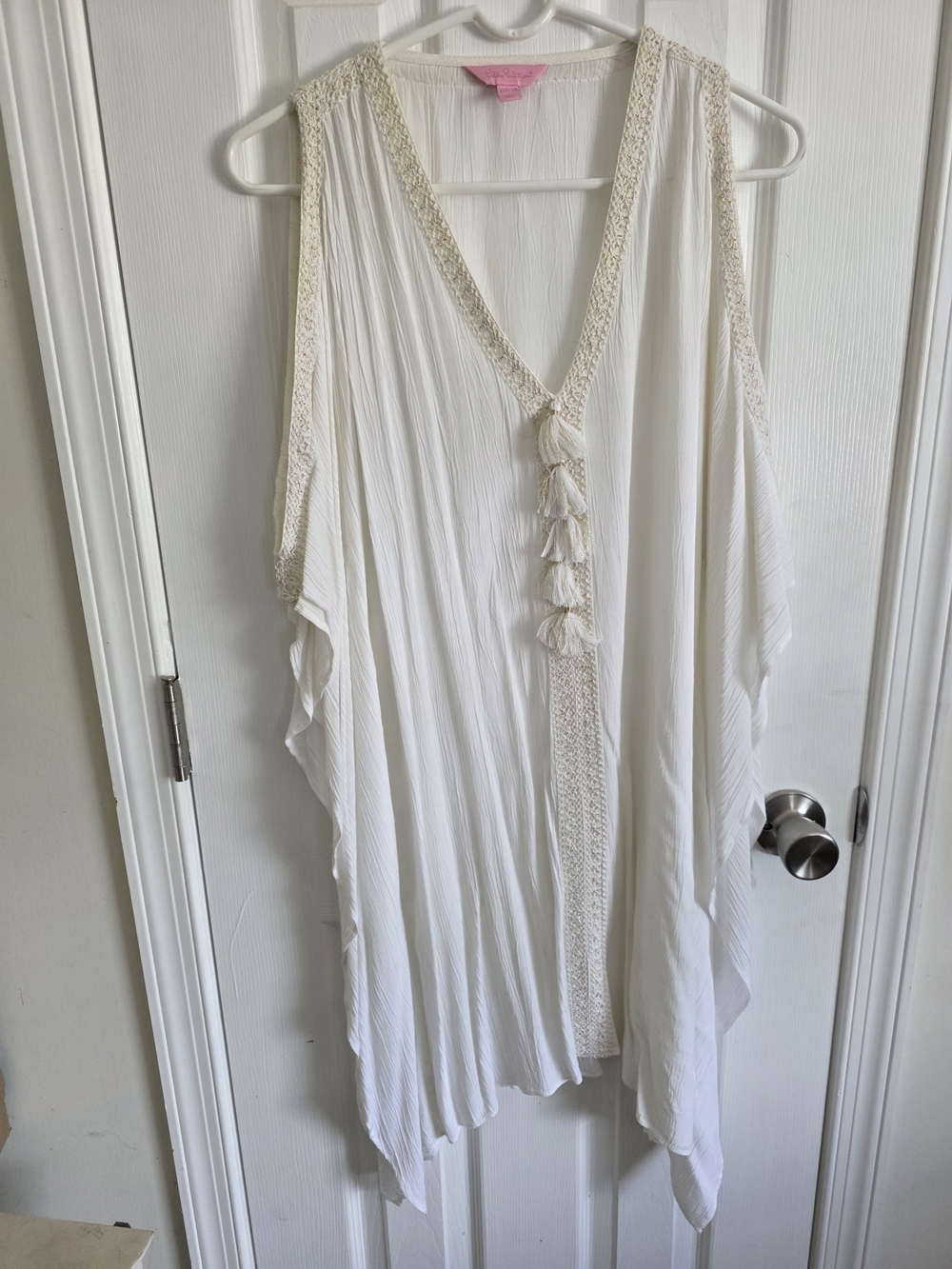 Lilly Pulitzer Ivory V-Neck Tassel Swim Cover-Up